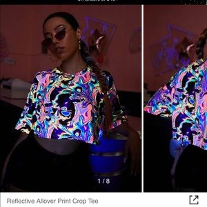 Reflective Print Crop Tee-rainbow, never worn
